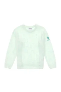 US Polo Assn. Girls' Aqua Green Crew Neck Sweater - Image 3