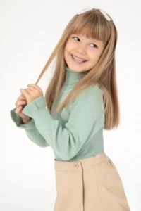 US Polo Assn. Girls' Aqua Green Turtleneck Sweater - Image 2
