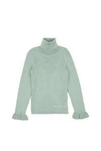 US Polo Assn. Girls' Aqua Green Turtleneck Sweater - Image 3
