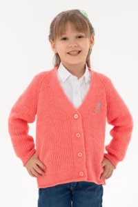US Polo Assn. Girls' Pomegranate V-neck Knitwear Cardigan