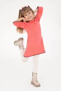 US Polo Assn. Girls' Pomegranate Polo Shirt Collar Knit Dress