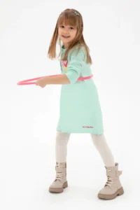 US Polo Assn. Girls' Aqua Green Crew Neck Knit Dress