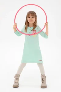 US Polo Assn. Girls' Aqua Green Crew Neck Knit Dress - Image 2