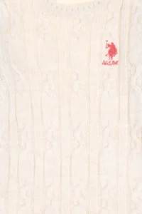 US Polo Assn. Girls' Cream Melanj Crew Neck Knit Dress - Image 5