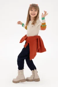 US Polo Assn. Girls' Cream Crew Neck Sweater - Image 2