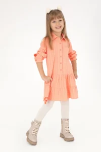 US Polo Assn. Girls' Salmon Weaving Shirt Dress - Image 2