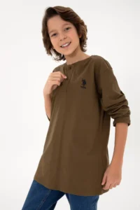 US Polo Assn. Boys' Khaki Basic Sweatshirt