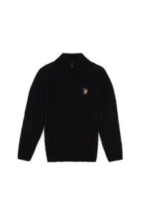 US Polo Assn. Boys' Half Zippered Black Sweater