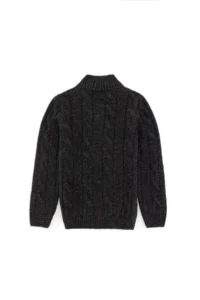 US Polo Assn. Boys' Half Zippered Anthracite Melange Sweater - Image 4
