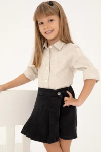 US Polo Assn. Girls' Ecru Long Sleeve Shirt - Image 2
