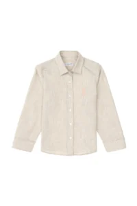 US Polo Assn. Girls' Ecru Long Sleeve Shirt - Image 4