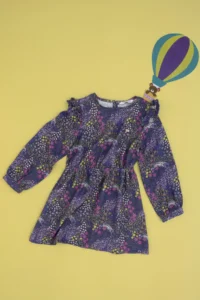 US Polo Assn. Girls' Navy Blue Floral Patterned Frilly Weaving Dress - Image 3