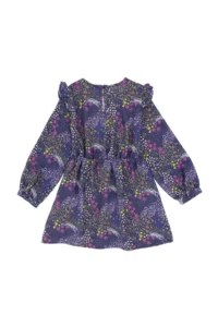US Polo Assn. Girls' Navy Blue Floral Patterned Frilly Weaving Dress - Image 5