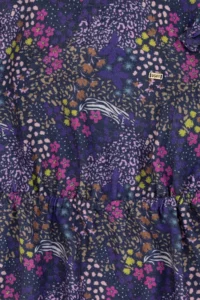 US Polo Assn. Girls' Navy Blue Floral Patterned Frilly Weaving Dress - Image 6