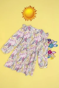 US Polo Assn. Girls' Stone Floral Patterned Frilly Weaving Dress - Image 3
