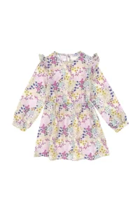 US Polo Assn. Girls' Stone Floral Patterned Frilly Weaving Dress - Image 4