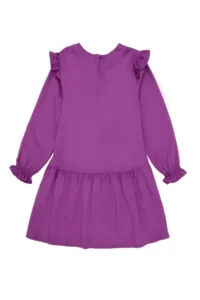 US Polo Assn. Girls' Violet Heart Embroidered Shoulder Detailed Weaving Dress - Image 4