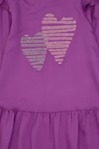 US Polo Assn. Girls' Violet Heart Embroidered Shoulder Detailed Weaving Dress - Image 5