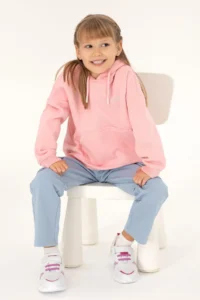 US Polo Assn. Girls' Powder Pink Basic Hooded Sweatshirt
