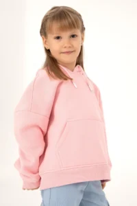 US Polo Assn. Girls' Powder Pink Basic Hooded Sweatshirt - Image 2