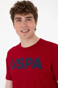US Polo Assn. Men Regular Fit Crew Neck Burgundy Basic T-Shirt - Image 2