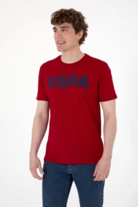 US Polo Assn. Men Regular Fit Crew Neck Burgundy Basic T-Shirt - Image 3