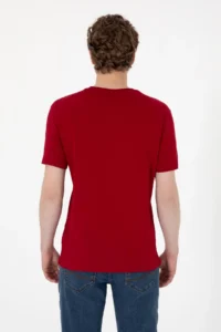 US Polo Assn. Men Regular Fit Crew Neck Burgundy Basic T-Shirt - Image 5