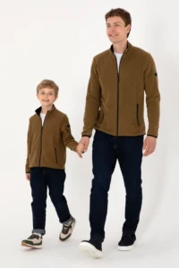 US Polo Assn. Boys' Zippered Khaki Fleece Sweatshirt - Image 2