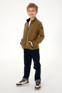 US Polo Assn. Boys' Zippered Khaki Fleece Sweatshirt - Image 3