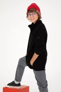 US Polo Assn. Boys' Zippered Black Fleece Sweatshirt - Image 2