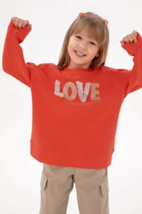 US Polo Assn. Girls' Pomegranate Crew Neck Sweatshirt