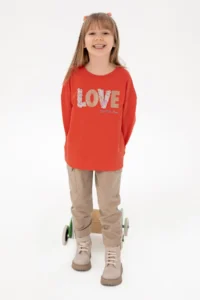 US Polo Assn. Girls' Pomegranate Crew Neck Sweatshirt - Image 2