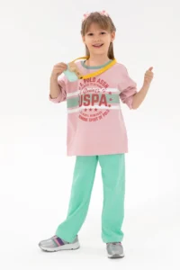 US Polo Assn. Girls' Pink Crew Neck Sweatshirt