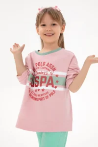 US Polo Assn. Girls' Pink Crew Neck Sweatshirt - Image 2