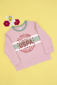 US Polo Assn. Girls' Pink Crew Neck Sweatshirt - Image 3