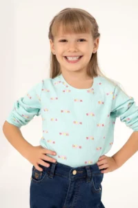US Polo Assn. Girls' Aqua Green Crew Neck Sweatshirt - Image 2