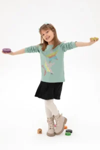 US Polo Assn. Girls' Aqua Green Crew Neck Sweatshirt - Image 2