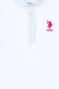 US Polo Assn. Girls' White Polo Shirt Collar Basic T-Shirt - Image 4