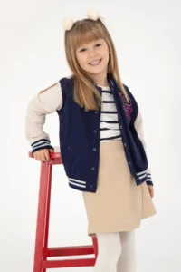 US Polo Assn. Girls' Navy Blue Bomber Jacket College Jacket - Image 2