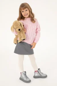 US Polo Assn. Girls' Gray Melanj Knitwear Skirt - Image 2