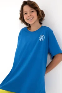 US Polo Assn. Boys' Cobalt Oversized Bisikelt Yaka T-Shirt