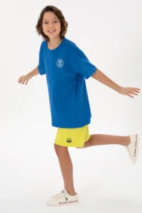 US Polo Assn. Boys' Cobalt Oversized Bisikelt Yaka T-Shirt - Image 2