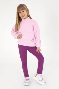 US Polo Assn. Girls' Half Zippered Pink Fleece Sweatshirt - Image 2