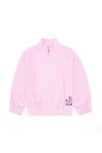 US Polo Assn. Girls' Half Zippered Pink Fleece Sweatshirt - Image 3