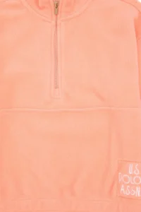 US Polo Assn. Girls' Salmon Half Zippered Fleece Sweatshirt - Image 5