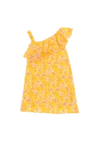 US Polo Assn. Girls' Yellow Sleeveless Floral Patterned Weaving Dress