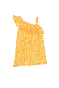 US Polo Assn. Girls' Yellow Sleeveless Floral Patterned Weaving Dress - Image 2