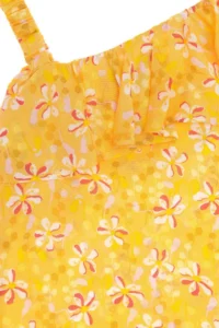 US Polo Assn. Girls' Yellow Sleeveless Floral Patterned Weaving Dress - Image 3