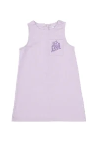 US Polo Assn. Girls' Lilac Crew Neck A-Form Weaving Dress - Image 4