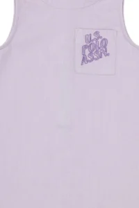 US Polo Assn. Girls' Lilac Crew Neck A-Form Weaving Dress - Image 6
